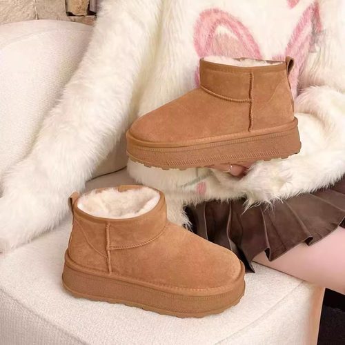 第一佳人女鞋短筒雪地靴厚底25冬款女鞋时尚百搭舒适潮鞋保暖防滑