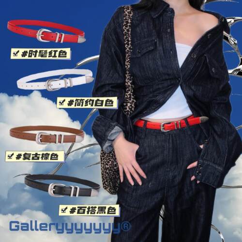 Gallery美式复古真皮针扣腰带