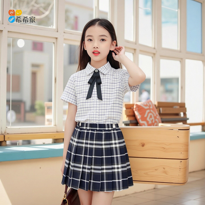 女童JK格子百褶校服套装演出服