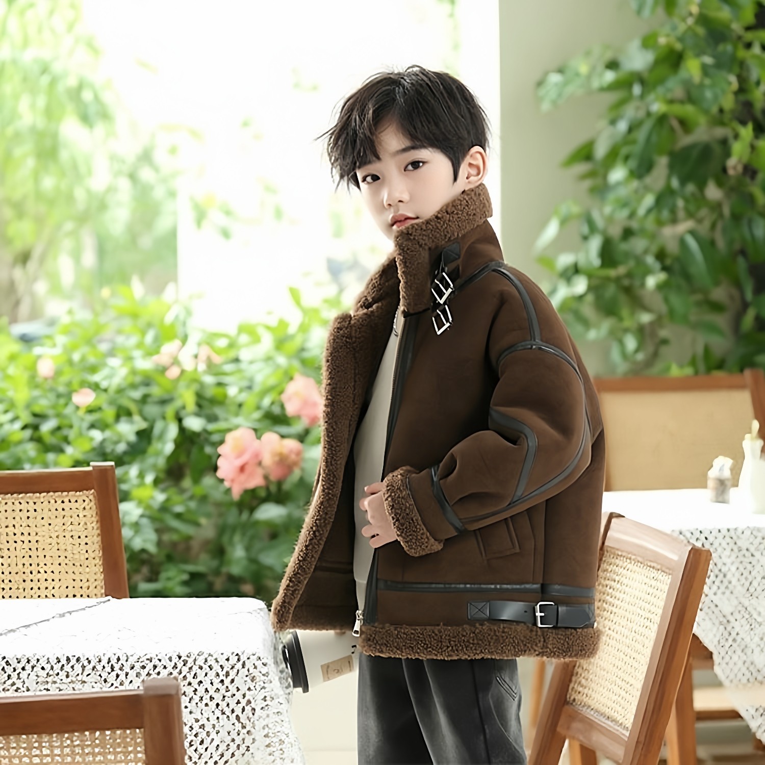 儿童鹿皮绒外套秋冬韩版洋气中大童男宝宝加厚保暖皮毛一体机车服,童装/婴儿装/亲子装,皮草/仿皮草,淘宝优惠券,粉丝福利购,淘宝优惠卷