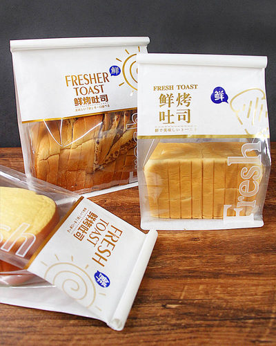鲜烤吐司包装袋450g卷边铁丝封口自封土司切片面包袋子烘焙打包袋 - 封面