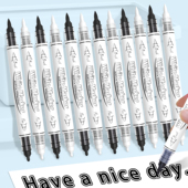 黑白色丙烯马克笔直液式 双头记号笔软头防水高光笔美术涂鸦绘画笔