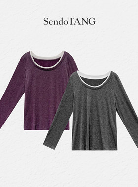 长袖T恤大码打底衫【宛夜】胖多女装新款显瘦遮肉简约秋冬上衣