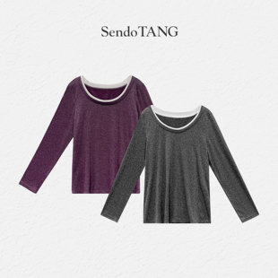 T恤大码 新款 打底衫 胖多女装 显瘦遮肉简约秋冬上衣 宛夜 长袖