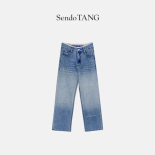 时尚 新款 胖多女装 休闲百搭高腰显瘦牛仔裤 蓝野