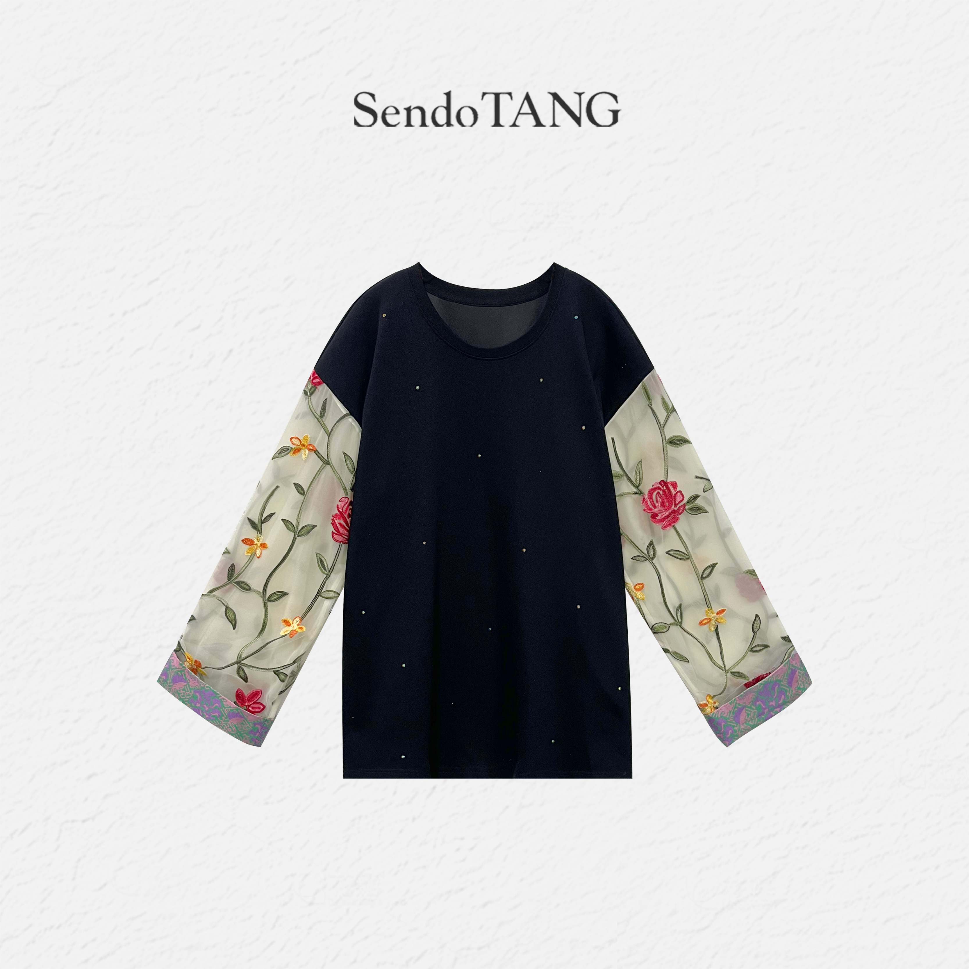 新中式国风刺绣上衣【秋野】胖多女装秋冬新款宽松百搭显瘦上衣