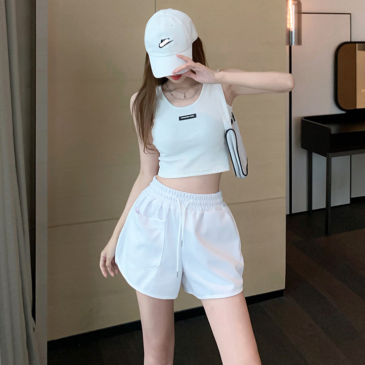 Summer leisure fashion suit women's 2021 New Elastic Waist Shorts slim short vest two piece suit fashion