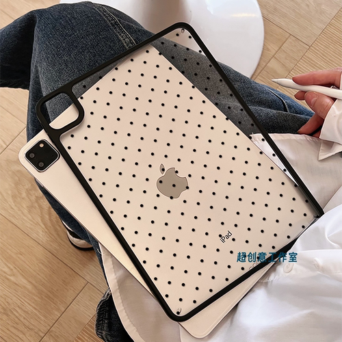 超创意适用无盖ipad11a16保护壳第10代简约波点9代10.2寸亚克力air5磁吸笔槽mini67平板pro11Air11硬壳5代9.7