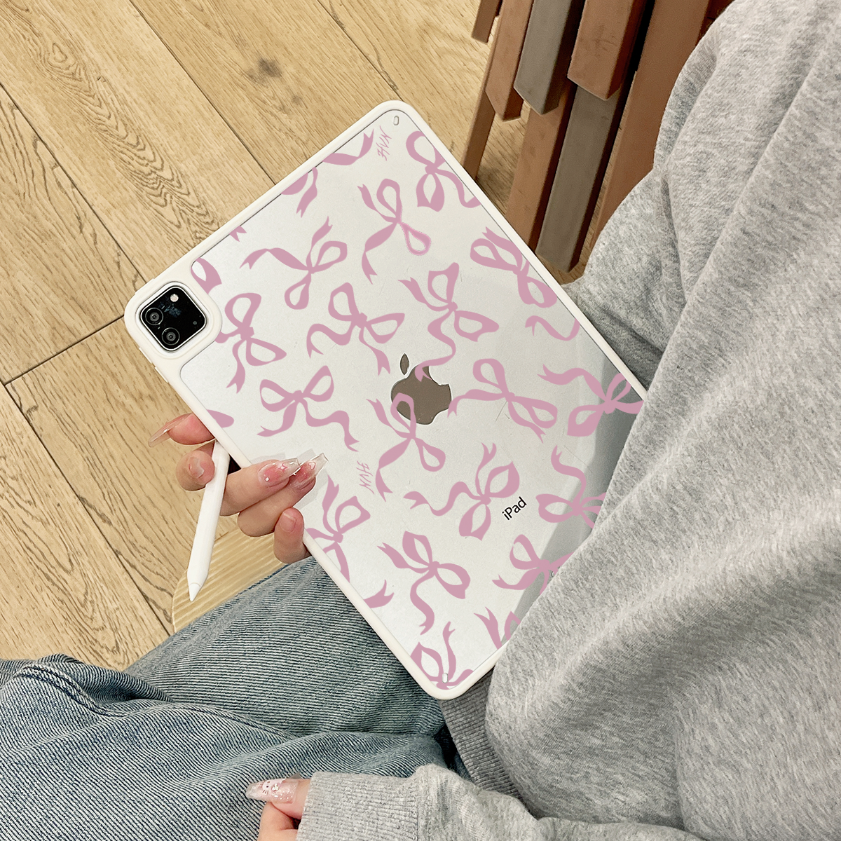 超创意适用9代无盖ipad11保护壳10代10.9蝴蝶结10.2寸亚克力air45mini76硬后壳13寸pro11/12.9磁吸2018款9.7