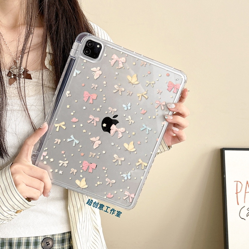 超创意透明|适用2025无盖ipad11代a16保护壳9代10.2寸单面第10代pro11Air11蝴蝶结air45笔槽9.7亚克力mini67