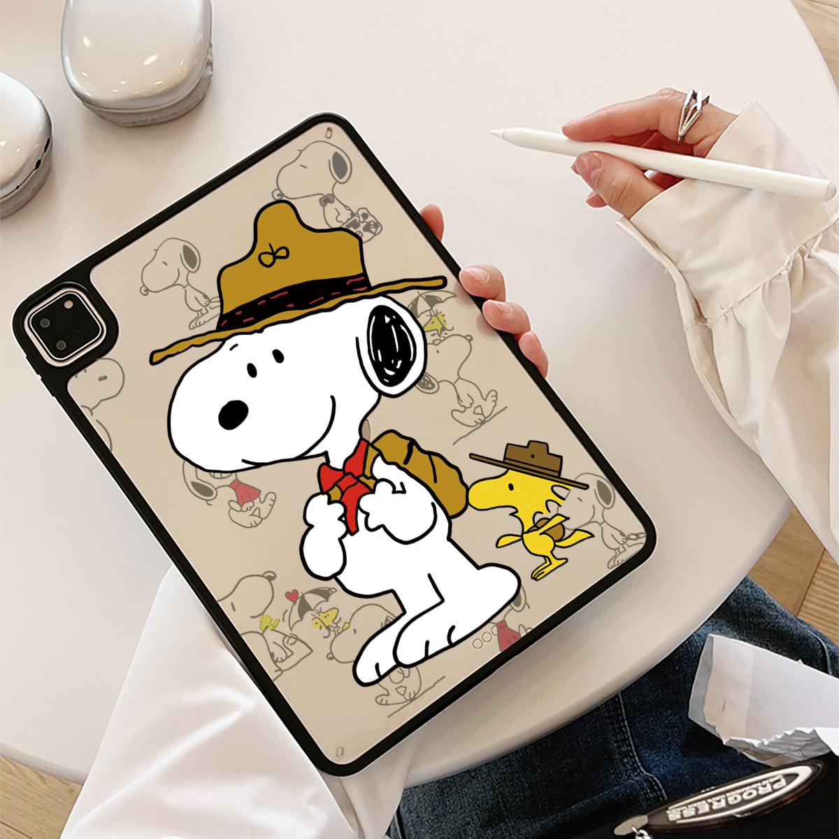 超创意适用9代无盖ipad11保护壳10代10.9史努比10.2寸亚克力air45mini76硬后壳13寸pro11/12.9磁吸2018款9.7