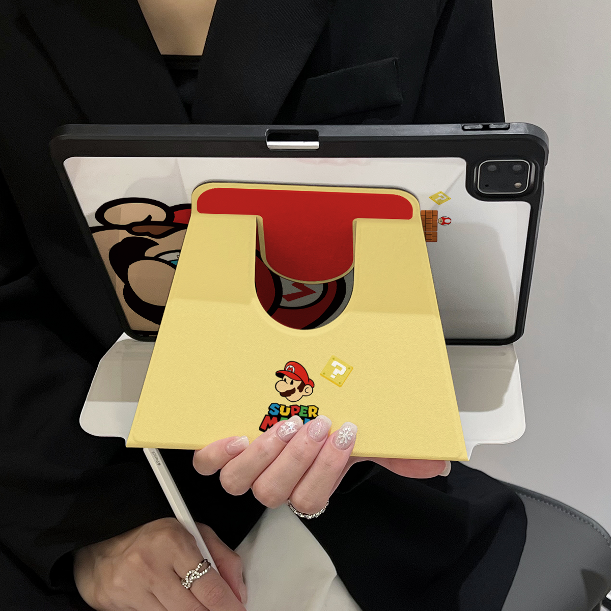 超创意【360旋转】适用ipad11a16平板保护套pro11带笔槽2021款10.2寸马里奥第10代10.9亚克力air45三折mini67