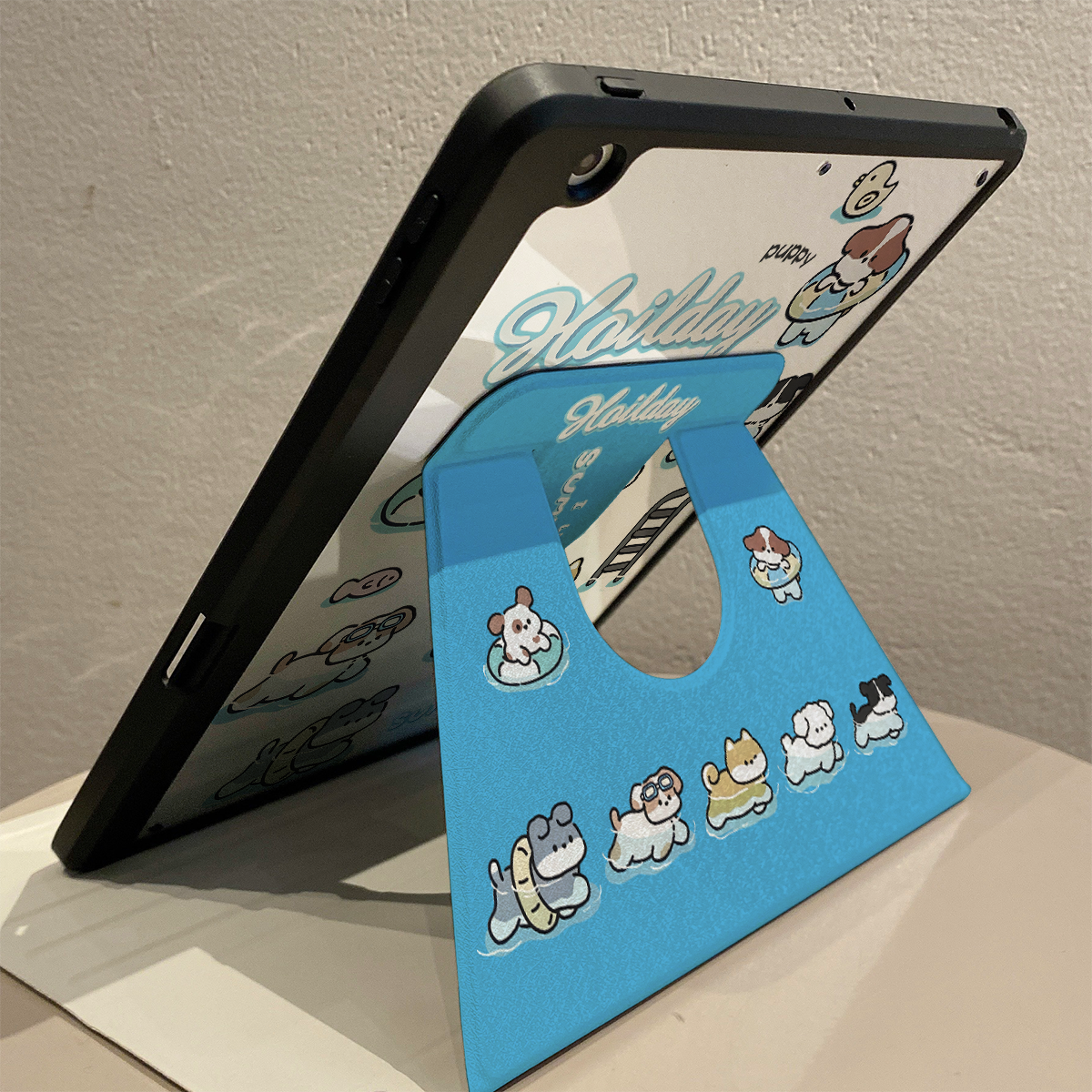 超创意【360旋转】适用ipad11a16平板保护套pro11笔槽2021款10.2寸游泳小狗第10代10.9亚克力air45三折mini67