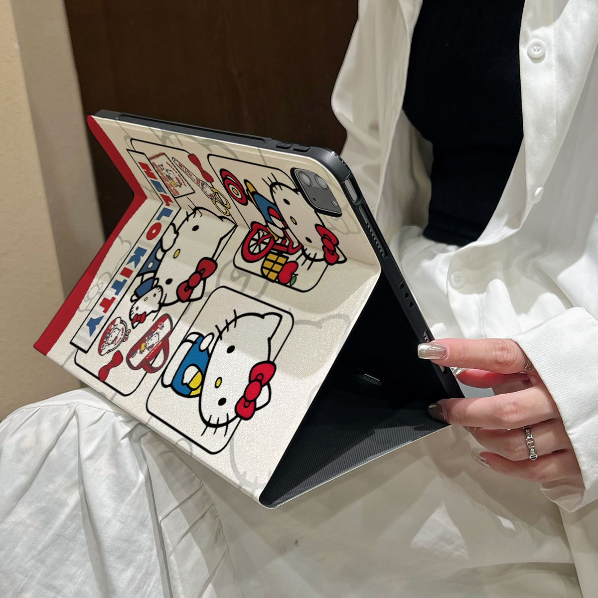 超创意书本式适用8代2025ipad11a16平板保护壳套air45mini67凯蒂猫2021款10.2翻盖pro11寸第10代10.9软壳9.7