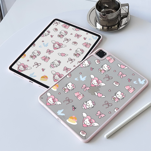 超创意适用9代无盖iPad11A16保护壳10代少女粉小猫10.2寸亚克力air45mini76硬壳Pro11Air11磁吸笔槽5代6代9.7