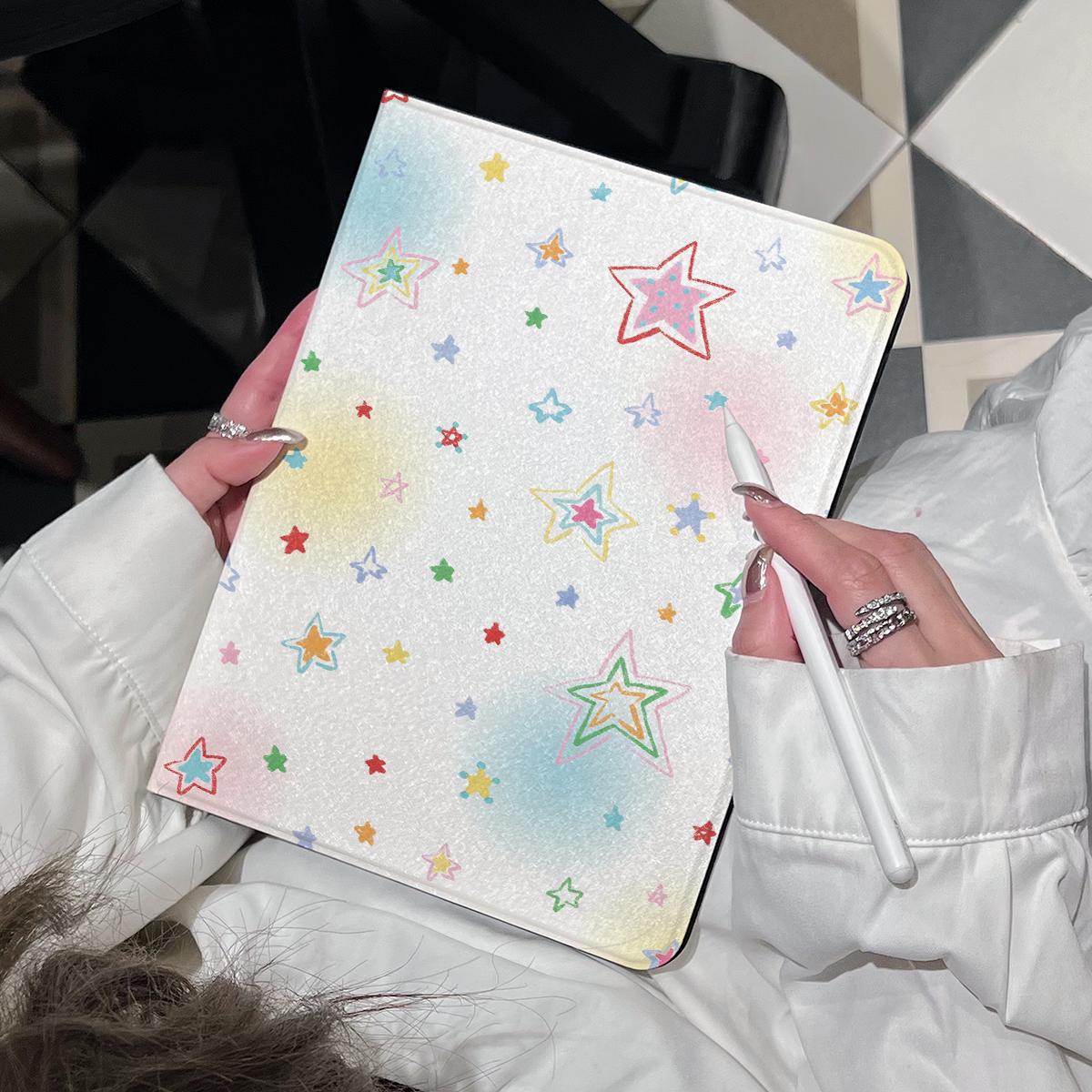 超创意书本式适用8代2025ipad11a16平板保护壳套mini67pro11寸五角星2021款10.2全包10代10.9软壳9.7air2/4/5