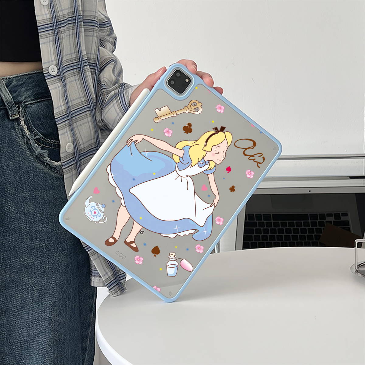 超创意适用无盖ipad11a16保护壳10代亚克力air45全包mini67磁吸笔槽9代10.2英寸少女公主pro11/12.9平板套9.7