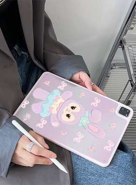 超创意适用9代无盖ipad11a16保护壳第10代10.9可爱紫兔10.2寸亚克力air45mini7磁吸笔槽pro11/12.9硬后壳9.7