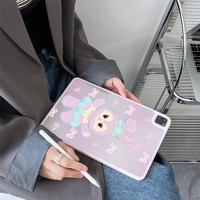 超创意适用9代无盖ipad11a16保护壳第10代10.9可爱紫兔10.2寸亚克力air45mini7磁吸笔槽pro11/12.9硬后壳9.7