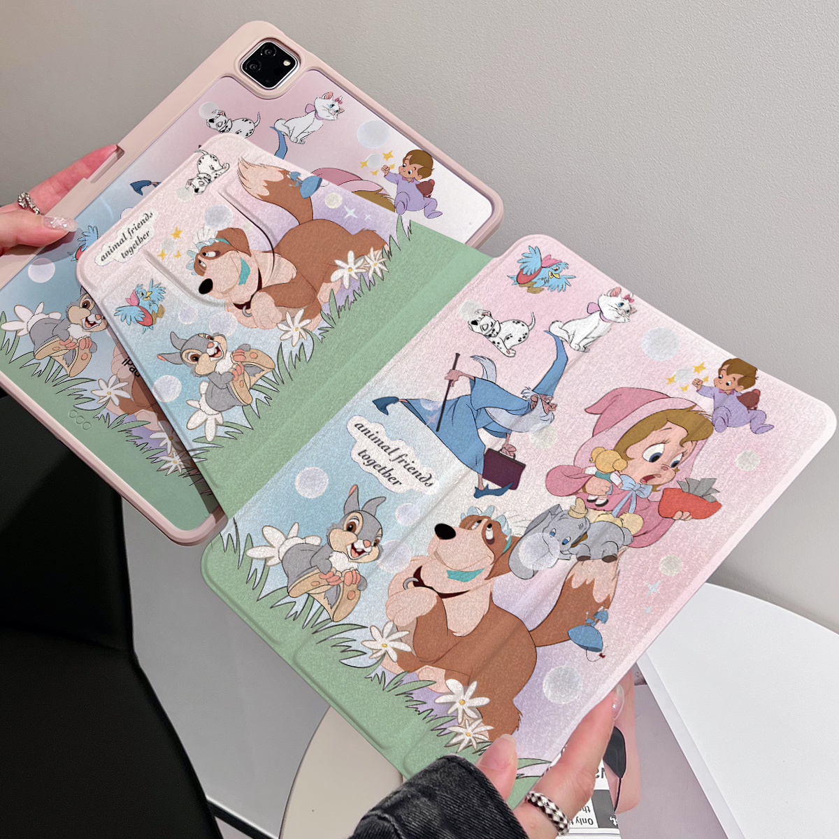 超创意【360旋转】适用ipad11a16平板保护套pro11笔槽2021款10.2寸可爱小动物10代10.9亚克力air45三折mini67
