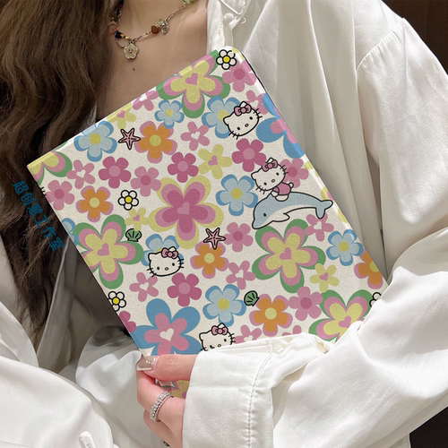 超创意书本式适用2025iPad11A16平板保护套mini67Pro11翻盖Air11花朵小猫7/8/9代10.2寸笔槽第10代软壳9.7air