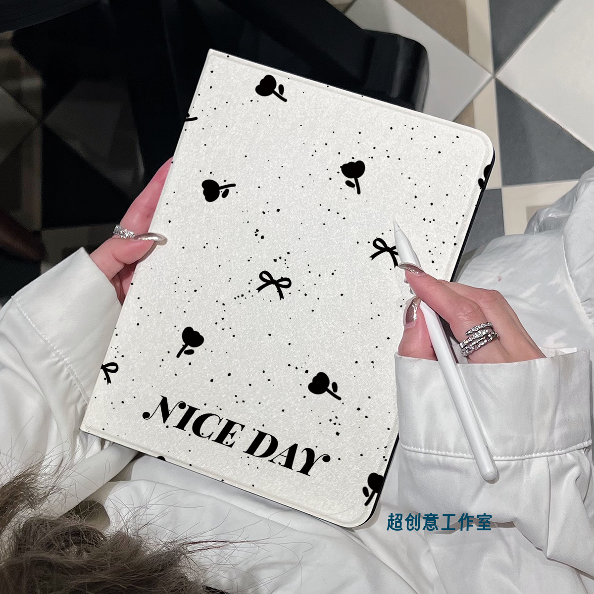 超创意书本式适用2025ipad11a16平板保护套10.9第10代2021款10.2寸air45翻盖mini67小花朵pro11Air11软壳9.7