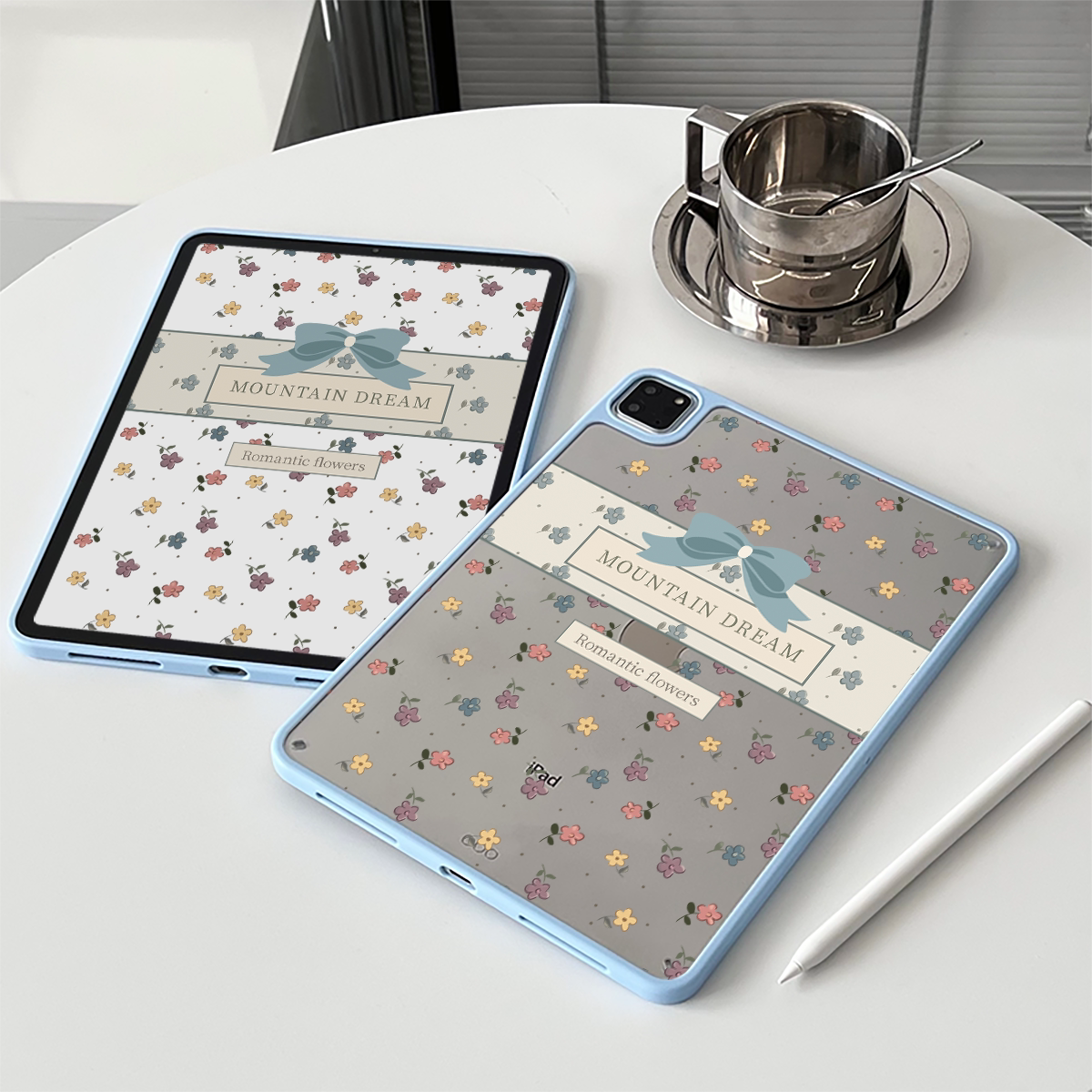 超创意适用9代无盖iPad10.2寸保护壳Pro11Air11第10代全包11代A16日韩花朵air45磁吸笔槽mini67亚克力9.7硬壳图片