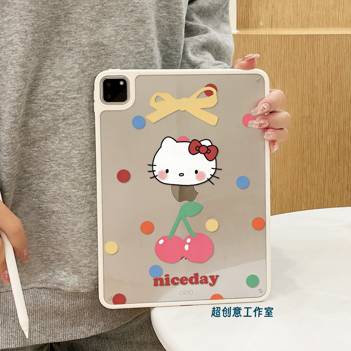 超创意适用9代无盖ipad11保护壳10代10.9凯蒂猫10.2寸亚克力air45mini76硬后壳13寸pro11/12.9磁吸2018款9.7