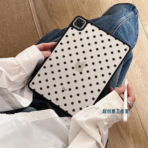 超创意适用无盖iPad11A16保护壳第10代简约波点9代10.2寸亚克力air4磁吸笔槽mini67平板Pro11Air11硬壳5代9.7