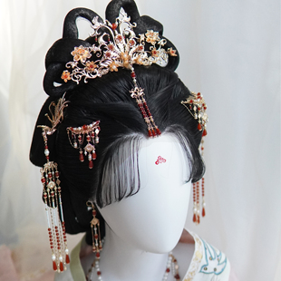 戏红妆嗷呜原创古风凤凰繁花发冠明制发饰国风汉婚新娘套装