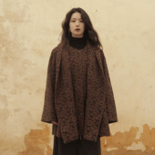 InchLim设计师品牌 长款 单排扣假两件外套不对称羊毛提花宽松上衣