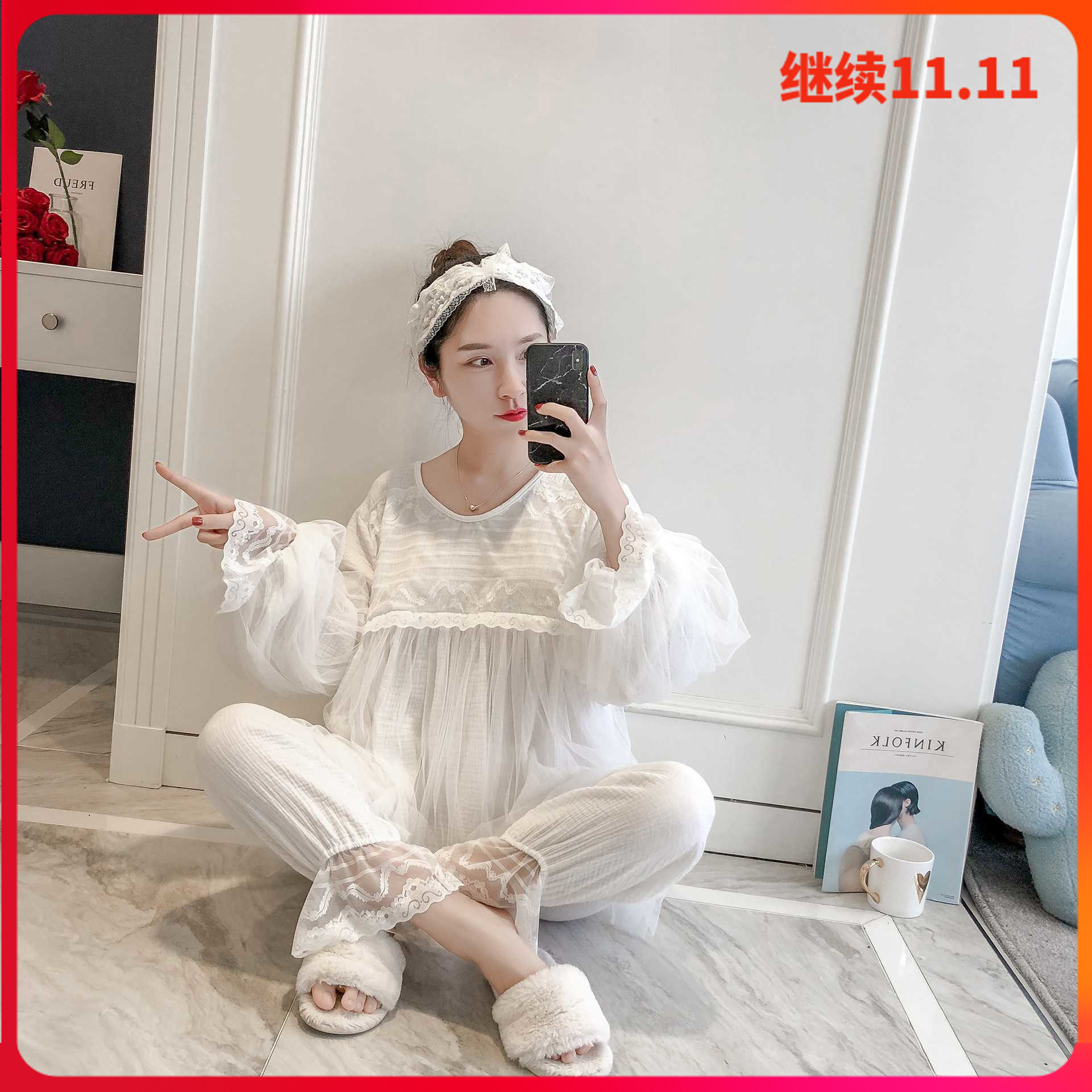 睡衣女春夏纯棉宫廷复古洛丽塔仙气睡衣薄款夏天韩少女公主家居服