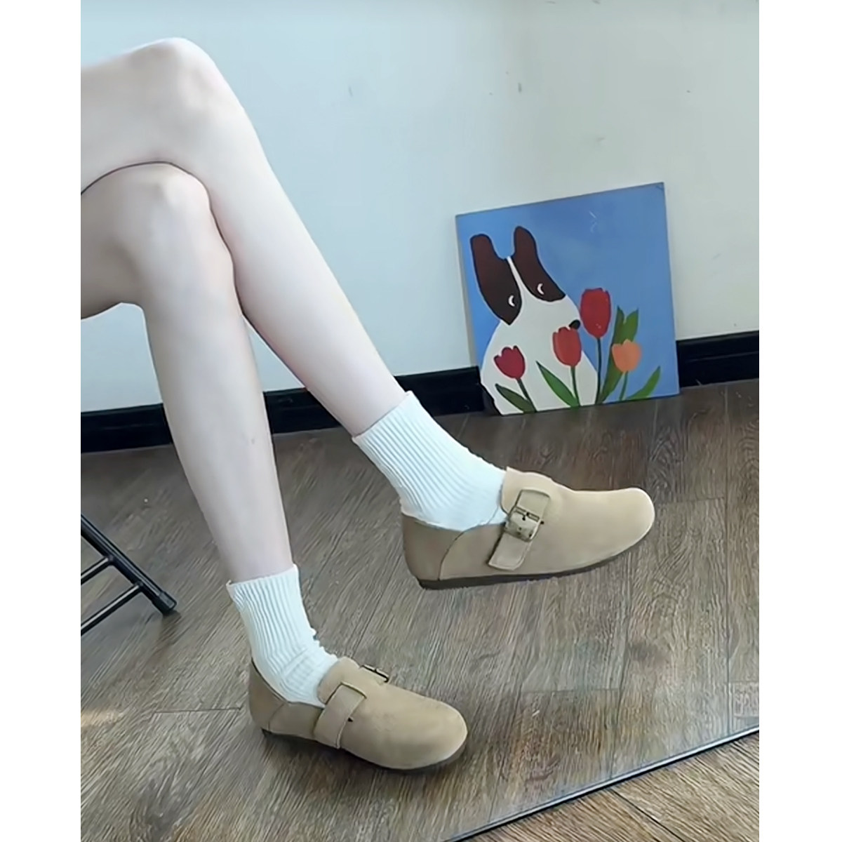 【限时89】真皮全包勃肯鞋女2025春新款厚底小皮鞋两穿博肯单鞋子
