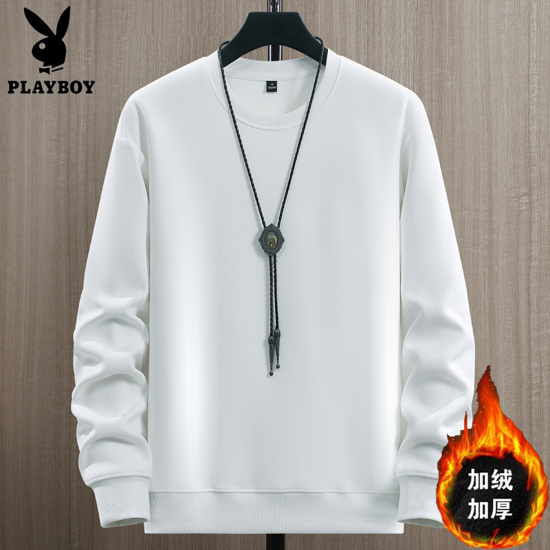 花花公子棉质圆领加绒加厚卫衣