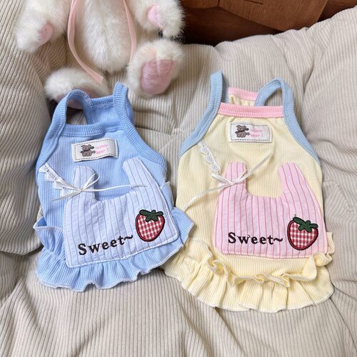 网红款宠物吊带口袋裙夏季薄款泰迪比熊博美猫咪通用清凉服饰