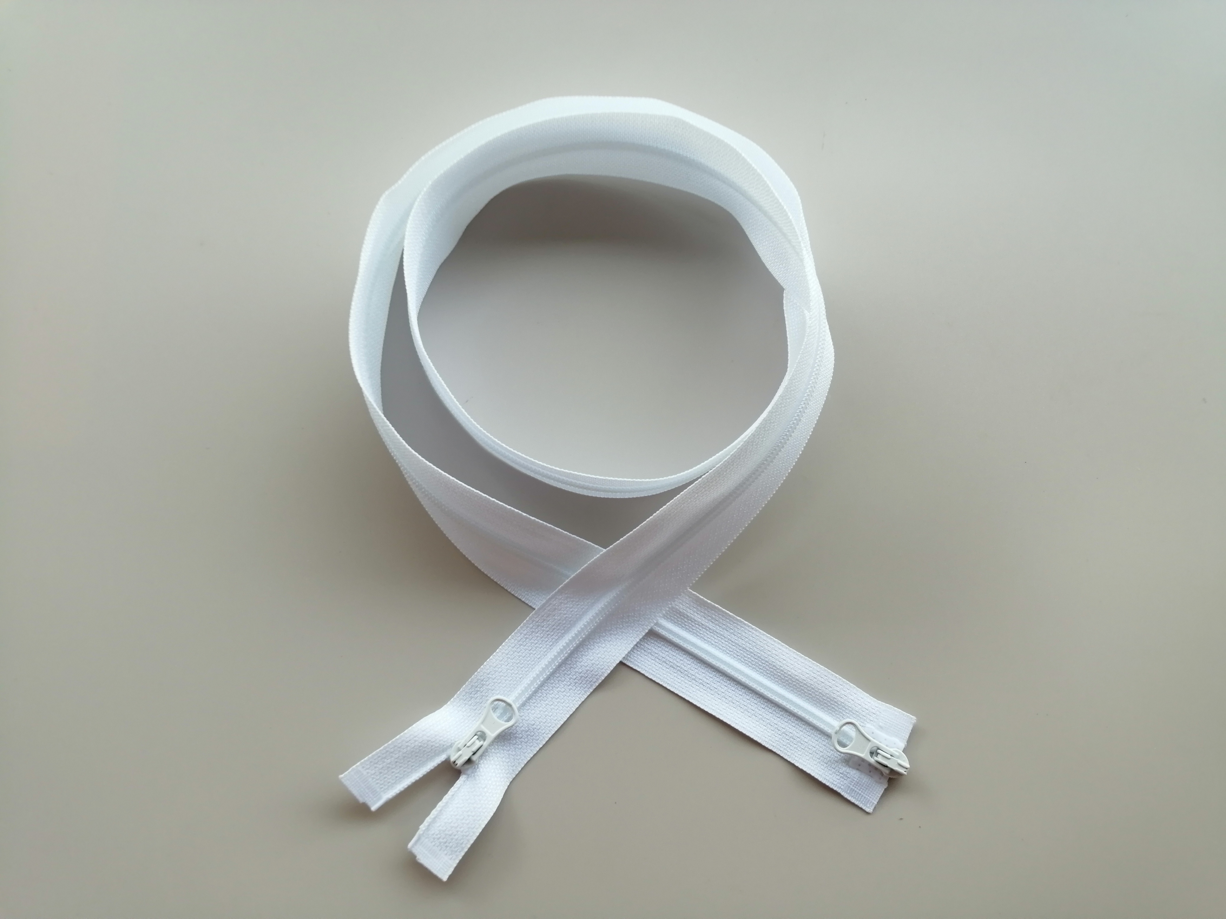漂白色90cm3号尼龙双开双头拉链衣服门襟儿童睡袋可拆卸细牙拉锁