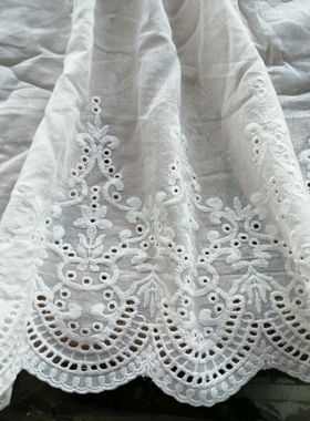 32cm加宽本白色棉布花边刺绣柔软亲肤diy袖口裙边加长满20元包邮