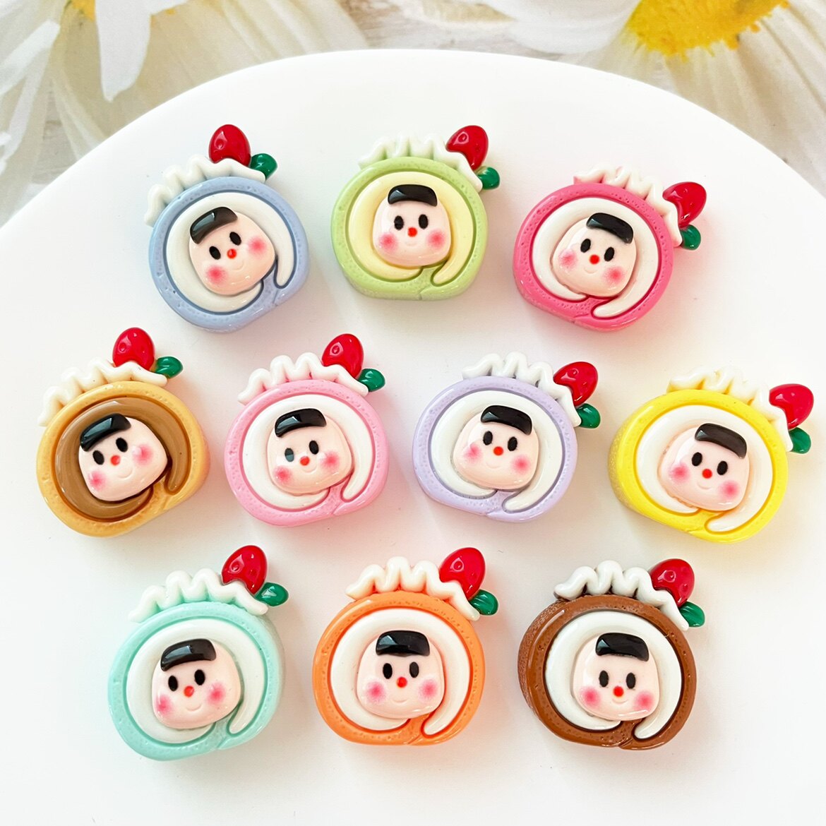 多妹蛋糕卷瑞士卷食物diy配件发夹贴片卡通树脂饰品迷你手工发夹