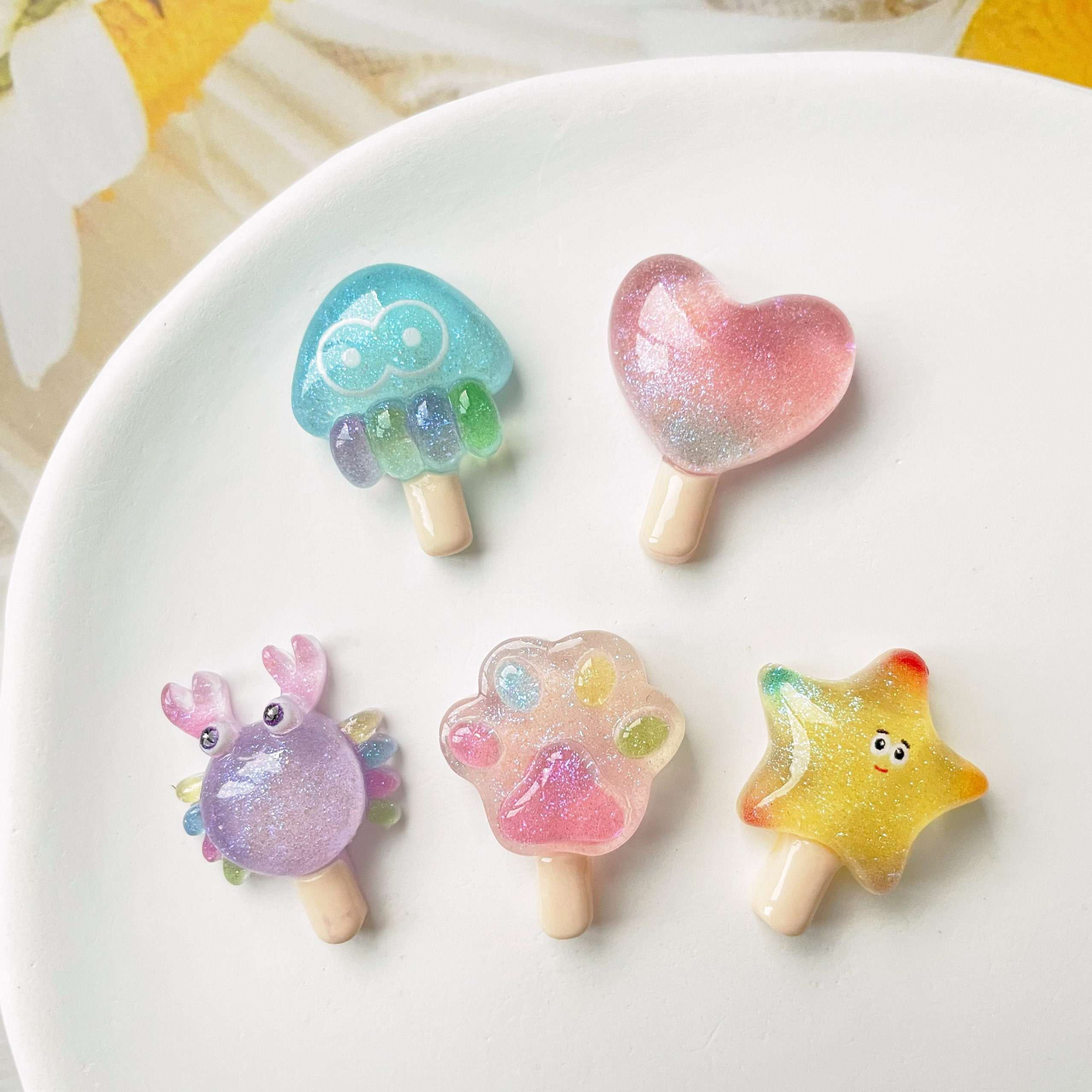 透色细闪爱心猫爪冰棍儿童树脂diy配件卡通饰品迷你手工发夹贴片,饰品/流行首饰/时尚饰品新,其他DIY饰品配件,淘宝优惠券,粉丝福利购,淘宝优惠卷