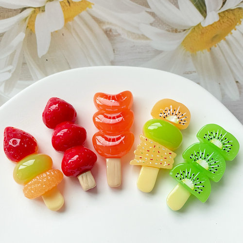 可爱糖葫芦水果串串冰棒食玩儿童玩具diy配件卡通树脂手工