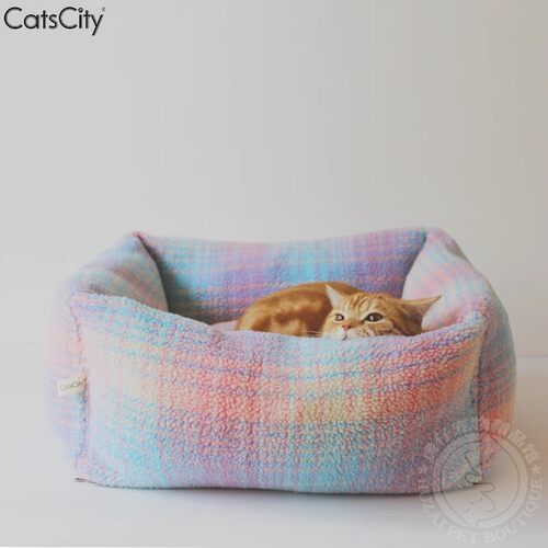 CatsCity梦幻彩色羊羔绒格子猫窝