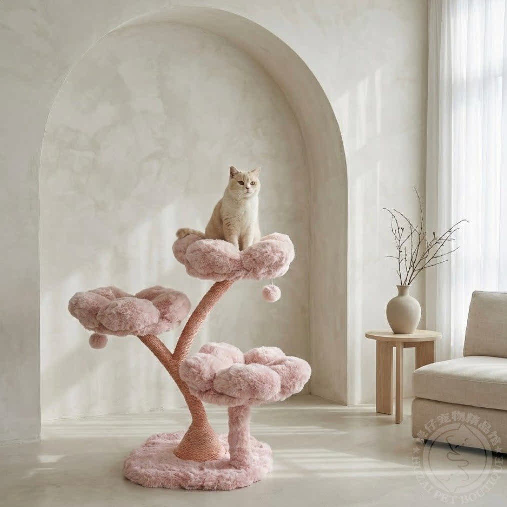 凯瑞樱花奶芙猫爬架多层花瓣猫窝猫树花树毛绒猫抓柱猫咪攀爬玩具