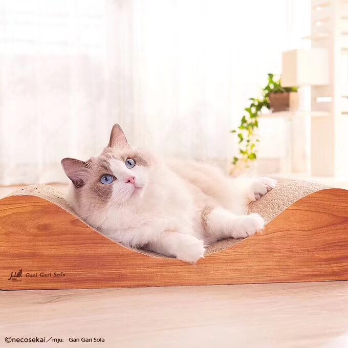 日本MJU猫抓板贵妃床瓦楞纸猫抓板猫沙发磨爪玩具猫窝用品