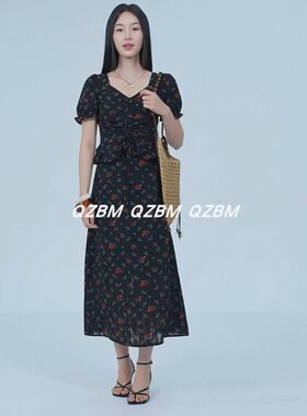 2026新品法式碎花短袖套装裙女