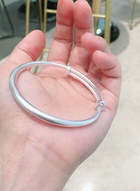 999纯银足银手镯女古法磨砂雾面推拉传承简约时尚送礼佳品