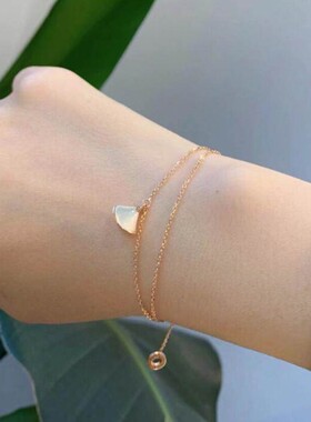 手链女生高级感女款轻奢小众925银扇形裙子手链玫瑰金2024年新款