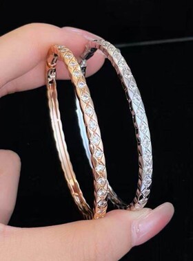 轻奢小众精致波浪细版菱格手镯女18K玫瑰金高级感手环送女朋友