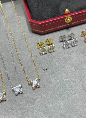卡家牛角钻纯银镀18k玫瑰金项链形锁骨链牛角头耳环耳钉轻奢高级