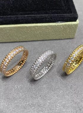满钻珠珠戒指纯银镀18k玫瑰金perlee对戒指环首饰高级感窄版ins风