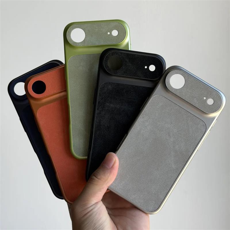 超细纤维牛仔布纹绒面毛麻布料防指纹防滑苹果Air手机壳适用iPhone17promax硬16/15plus全包14/3高级轻奢超薄